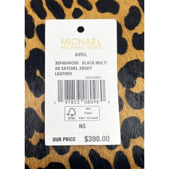NEW Michael Kors Avril XS Black Cheetah Satchel Crossbody Cheetah Leather Purse - Picture 5 of 6